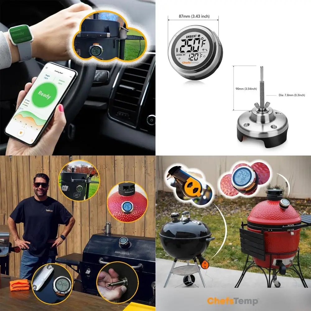 

Wi-Fi & Bluetooth Smart Grill Gauge - ProTemp S1 Universal Thermometer Hub for Weber, Kamado Joe, and More (3.5 x 0.3)