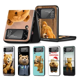 Naughty Cute Bear Funny Mascot Z Flip 4 Z Flip 4 Phnoe Case For Samsung Z Flip 3 5 5G Black Hard Shell Galaxy ZFlip3 ZFlip4 ZFli