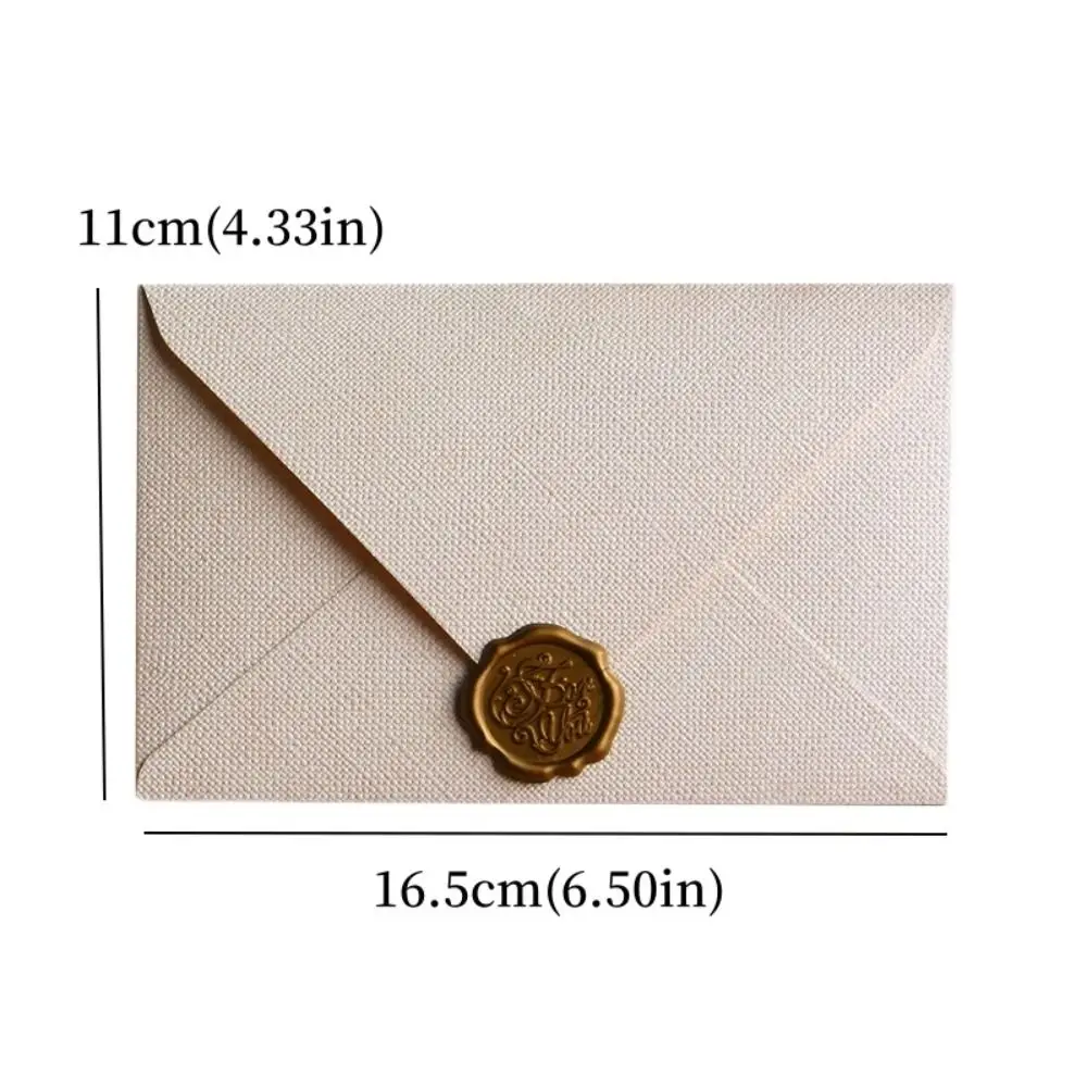 10Pcs Linen Texture Retro Envelope Simple with Sealing Wax Sticker Greeting Card Invitation Card Nostalgia Art