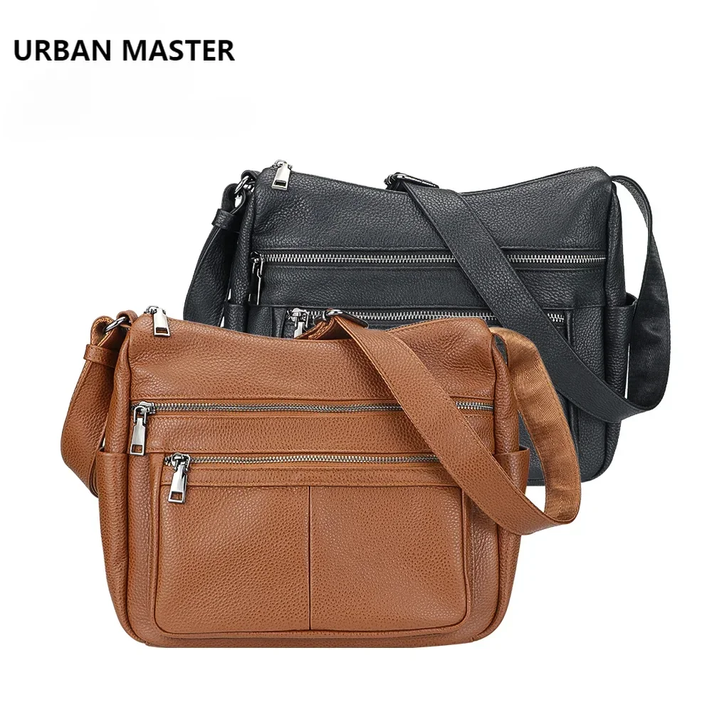 

URBAN MASTERGenuine Leather Women's Crossbody Bag, Large Capacity Multi Pocket Satchel Purses, Fashionable Shoulder Bag 1856