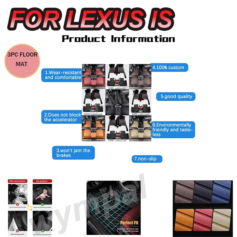 

LUXURY Car floor mats for LEXUS IS series 300 200t 250 2013 2014 2015 2016 2017 2018 Custom auto foot Pads automobile carpet