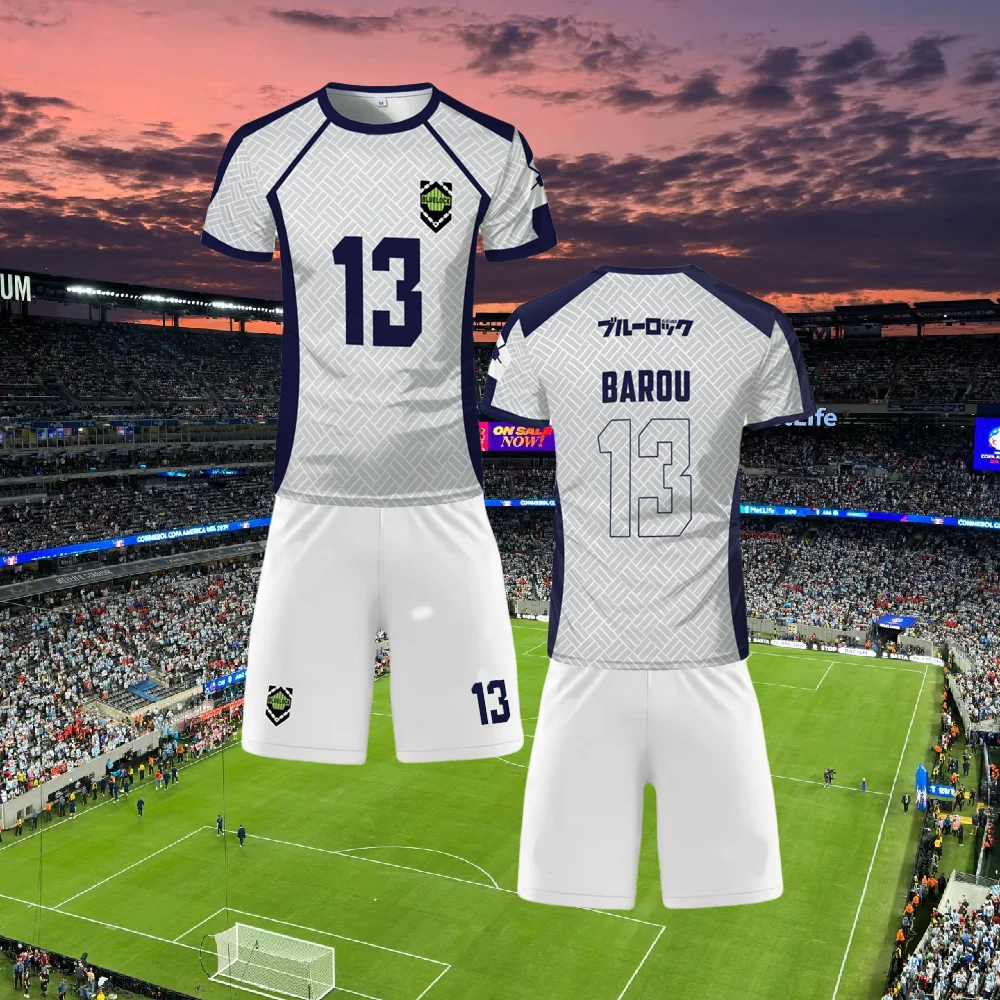 

Мужские комплекты Джерси Синий Замок Наги Футзал Футбол 3d Принт Футболка с коротким рукавом + Короткий комплект из 2 предметов Спортивный костюм на открытом воздухе DIY