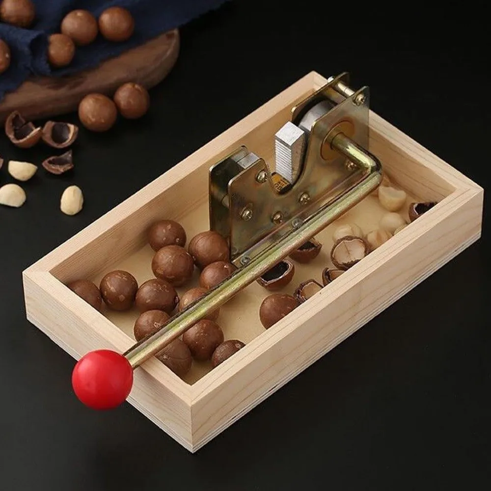 New Wood Macadamia Nut Opener Durable Snack Making Nut Cracker Tool Walnuts Metal Manual Nutcracker Kitchen Tool