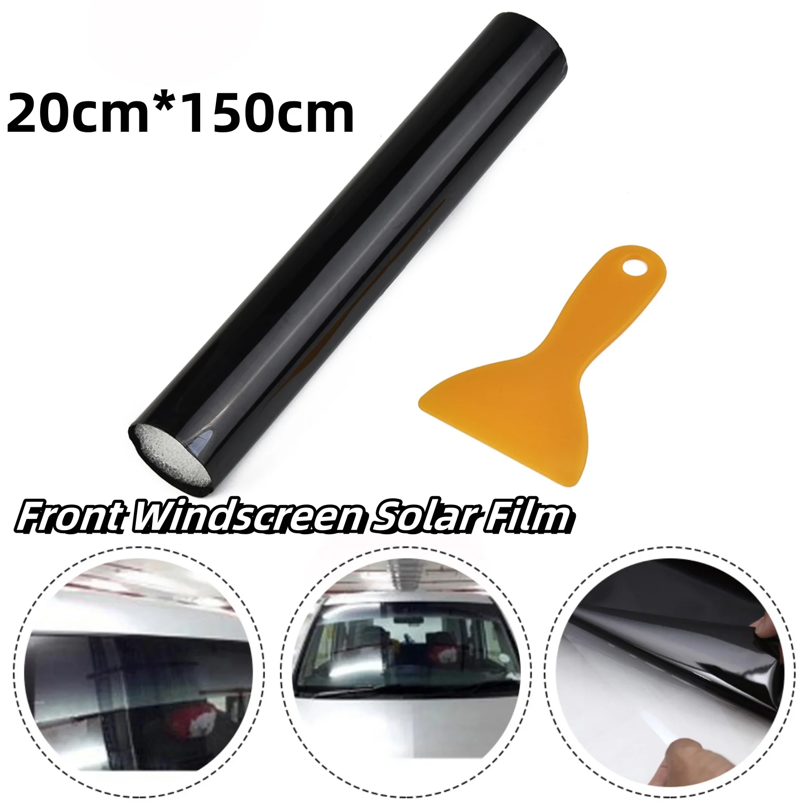 Car Windshield Sun Visor Strip Tint Film Front Windscreen Solar Film Anti-UV Sun Shade Window Film 150x20cm