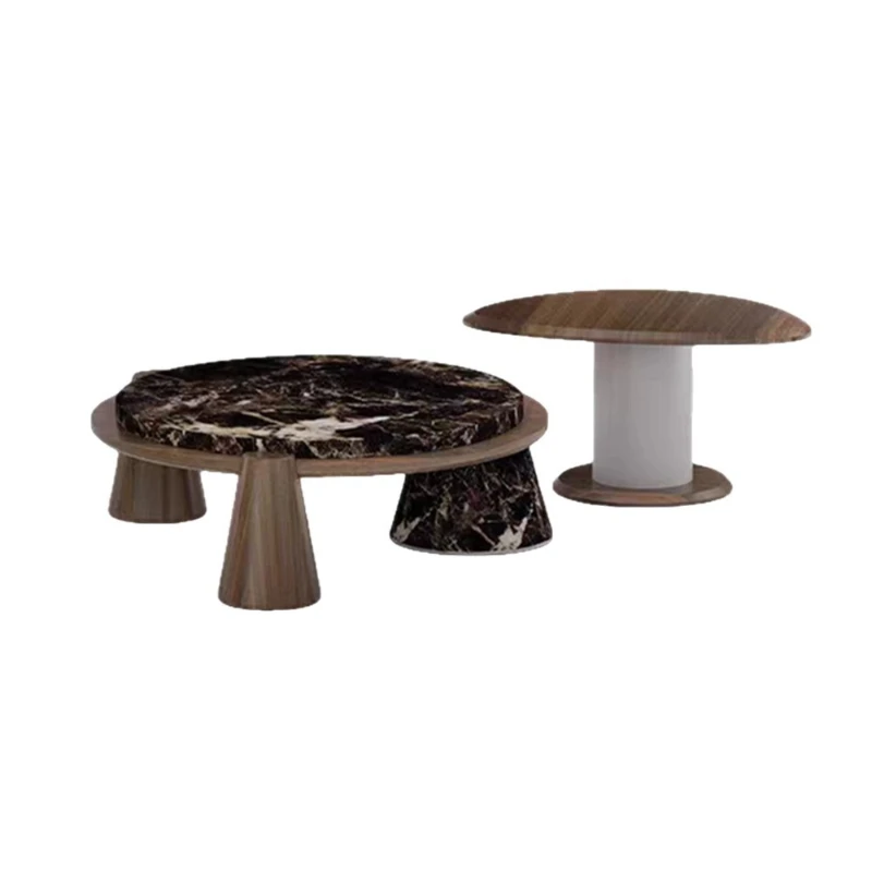 

Marble coffee table round coffee table side combination
