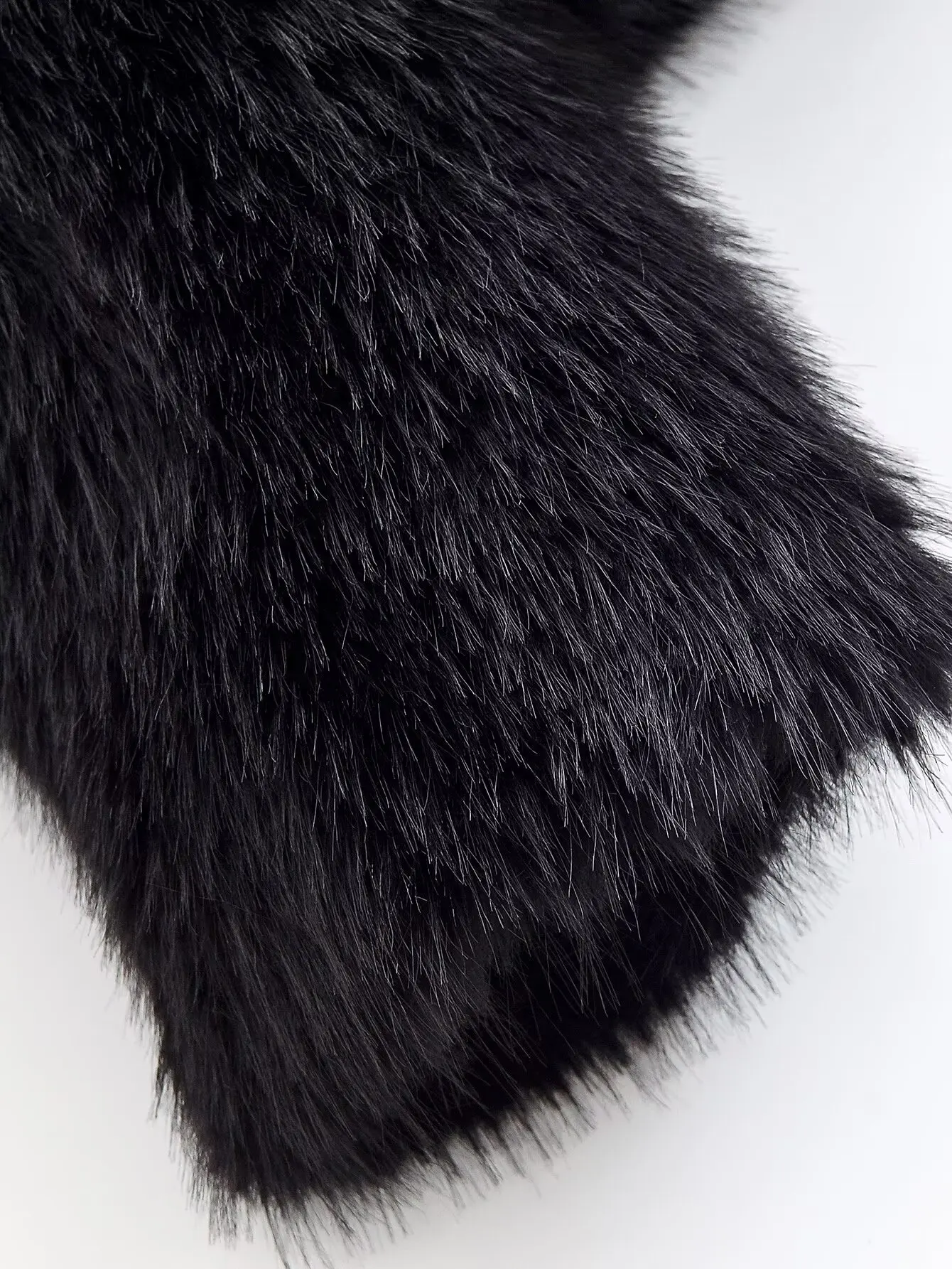 المرأة شيك موضة الأسود مقنعين فو الفراء سترة معطف الإناث الخريف الشتاء الدافئة رقيق معطف الفرو سيدة جاكيتات #6