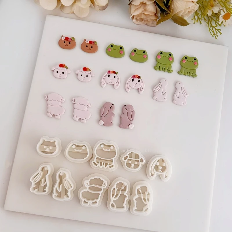 Cute Animal Polymer Clay Cutter Frog/rabbit/lamb Polymer Clay Molds DIY Earring Pendant Clay Modeling Pottery Tools