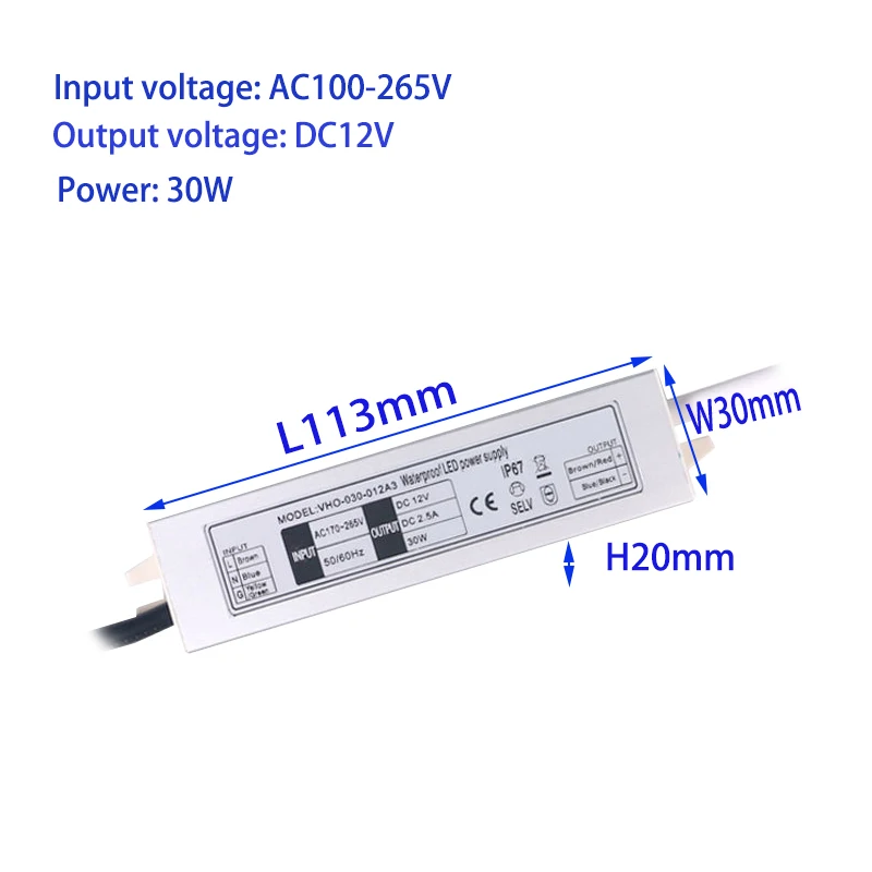 LED Waterproof Power Supply 12v 12W 20W 30W 40W 60W LEDs Voeding 12V Input AC100-265V Power Voor DC12V Verlichting Transformator