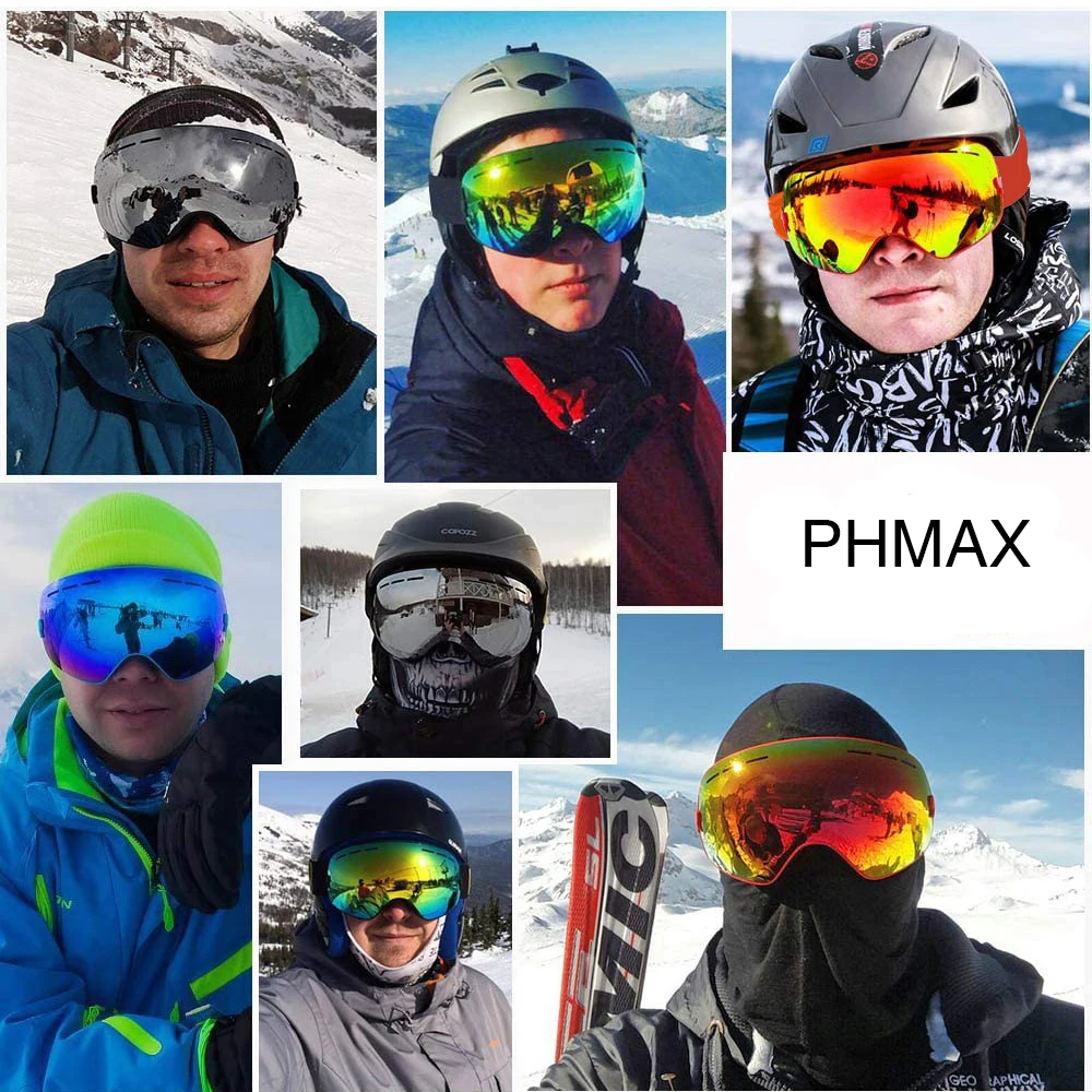 PHMAX gafas de esquí de doble capa UV400 gafas de esquí antiniebla máscara de esquí hombres mujeres gafas de nieve Pro gafas de deportes de nieve de