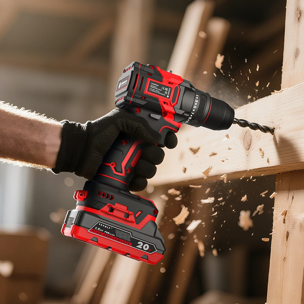 

YVGCB20JY 20 В Бесщеточная дрель Аккумуляторный шуруповерт Мощный 2-скоростной литиевый аккумулятор Компактный эргономичный держатель DIY проекты Деревообработка