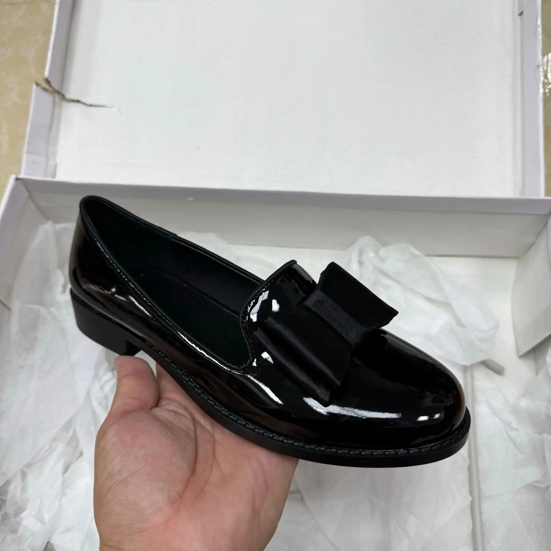 

Внешняя торговля, женская обувь с оригинальным бантом, бахилы с круглым носком, удобные и простые женские лоферы, брендовая дизайнерская обувь