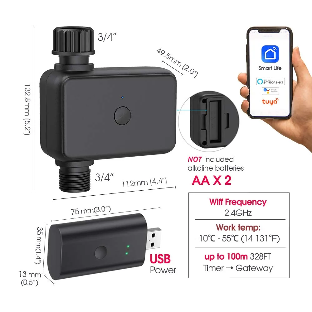 طقم مؤقت ري حديقة زيجبي USB 360 °   فوهة رش نحاسية قابلة للتعديل بدوران مرن، نظام التحكم عن بعد في الري #2