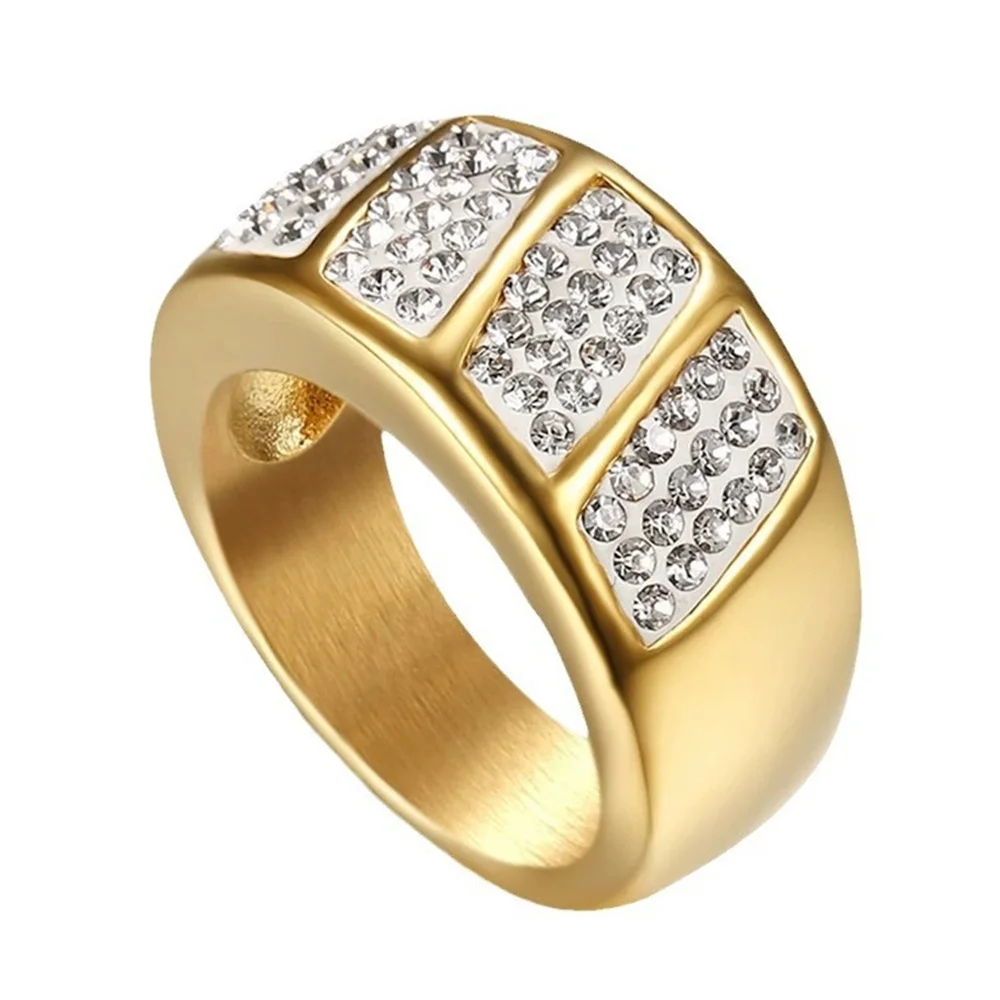 

Hip Hop Women's Iced Out CZ Geometry Rings Female Gold Color Stainless Steel Cubic Zirconia Ring for Women Party Jewelry 2025