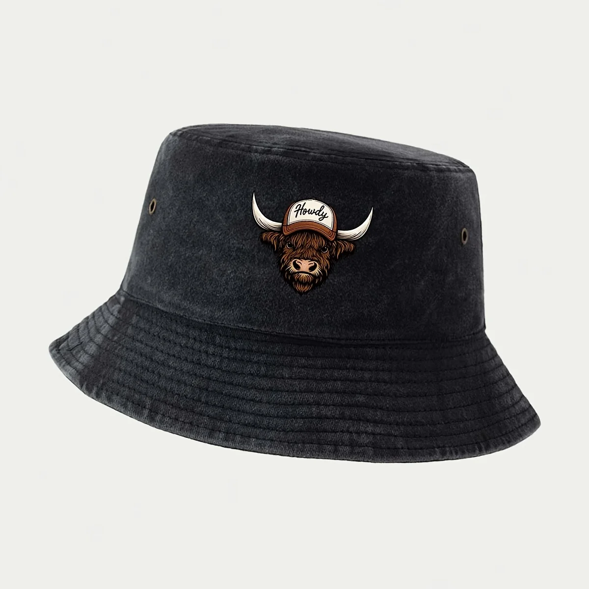 Howdy Highland Cow Western Style Printed Fisherman Hat Casual Cap Easy Clean Comfortable Breathable Trucker Cap for Walking, Gat