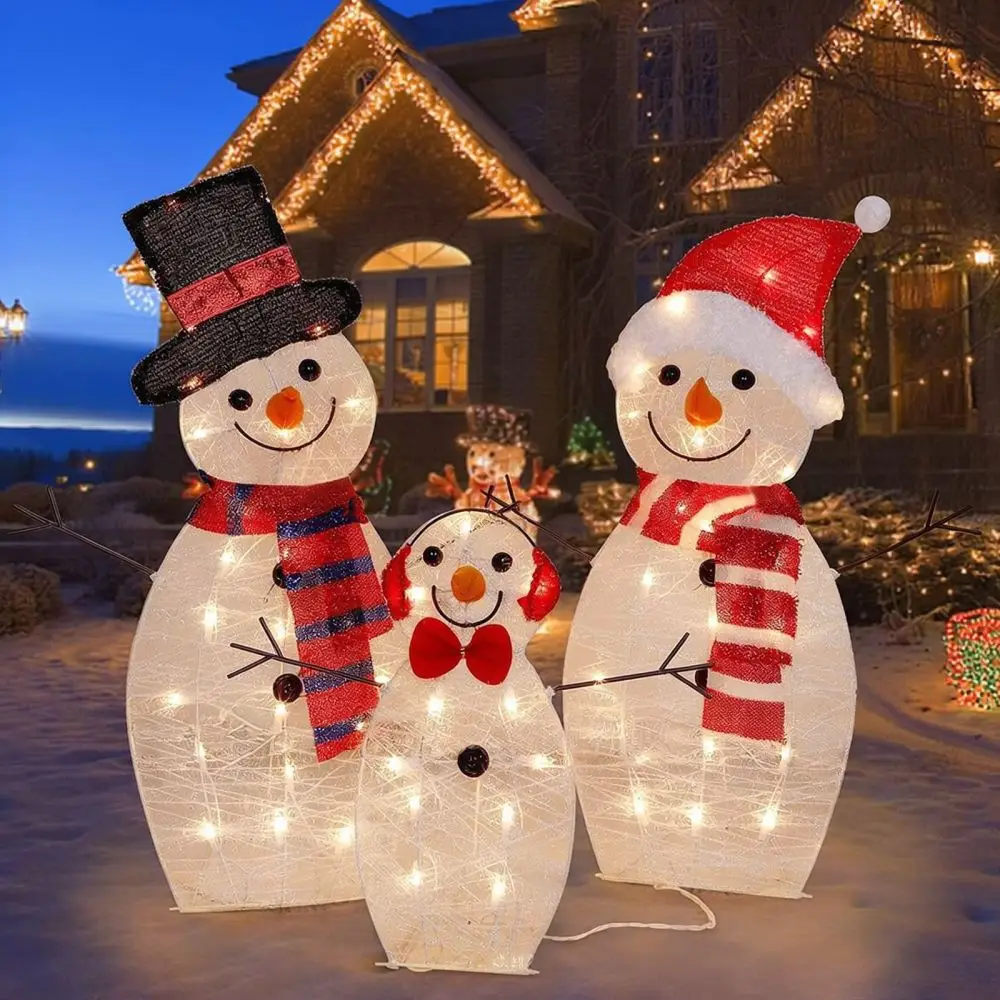 Light Up Christmas Snowman Decor Acrylic Ornament For Festive Holiday Home Living Room Party Scene Decoration