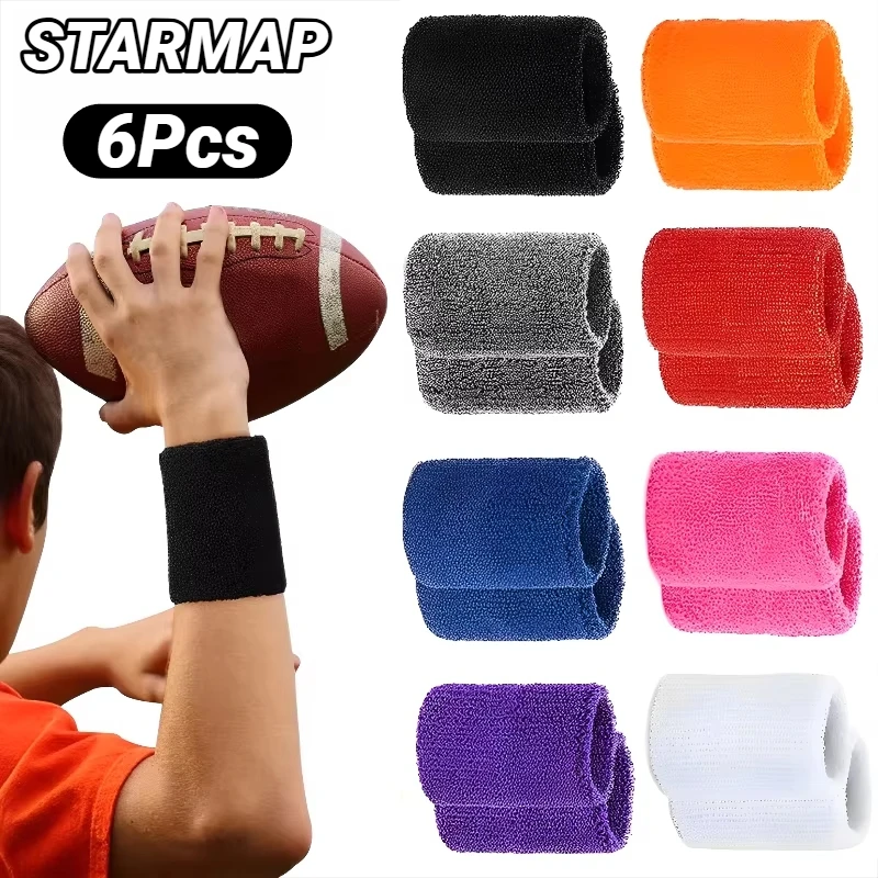 6Pcs Sweat Absorption Sports Wristband Moisture Wicking Wrist Guard For Tennis Basketball Running Sweatbands Bands Absorbent