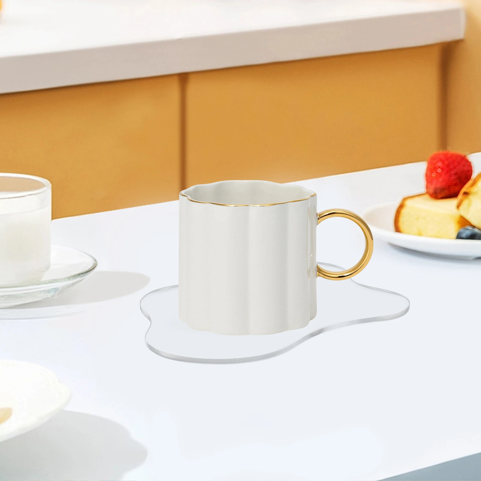 

2pcs Creative Acrylic Coasters Irregular Shape Decorative Cup Mats For Table Home Coffee Office Desk Dining Party Household