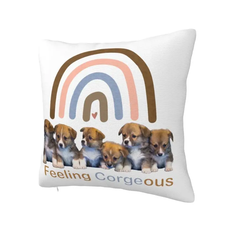 Jolly Corgis Feeling Corgeous Cushion Cover 66x66 cm Polyester Throw Pillow Case For Sofa Chair Decoration Bedding Pillowslip