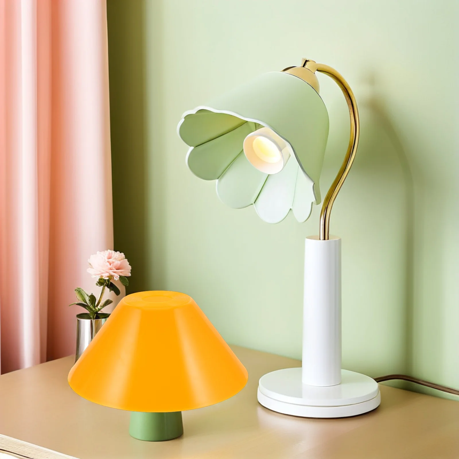 

Colorful Plastic Lampshade Yellow Lightweight Drum Table Lamp Shade For E27 Bulbs Replacement Cover For Desk Ceiling