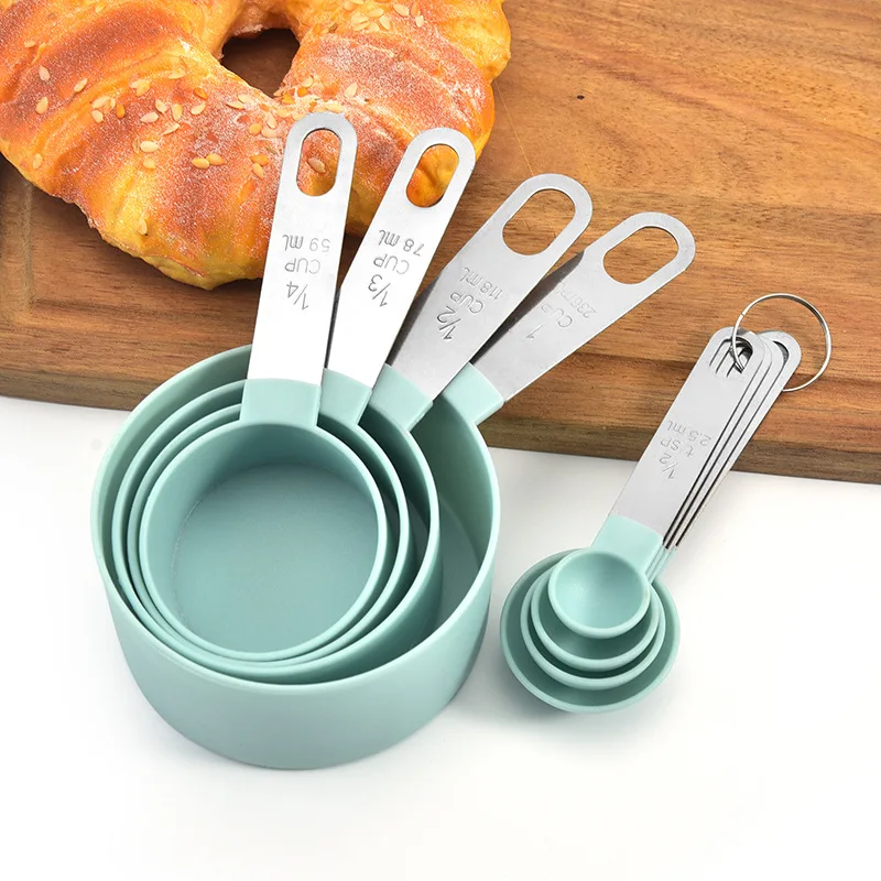 Conjunto De Colher De Medição De Aço Inoxidável, Ferramentas de cozimento, Handle Measuring Cup com Escala, Gadgets de cozinha, 4pcs