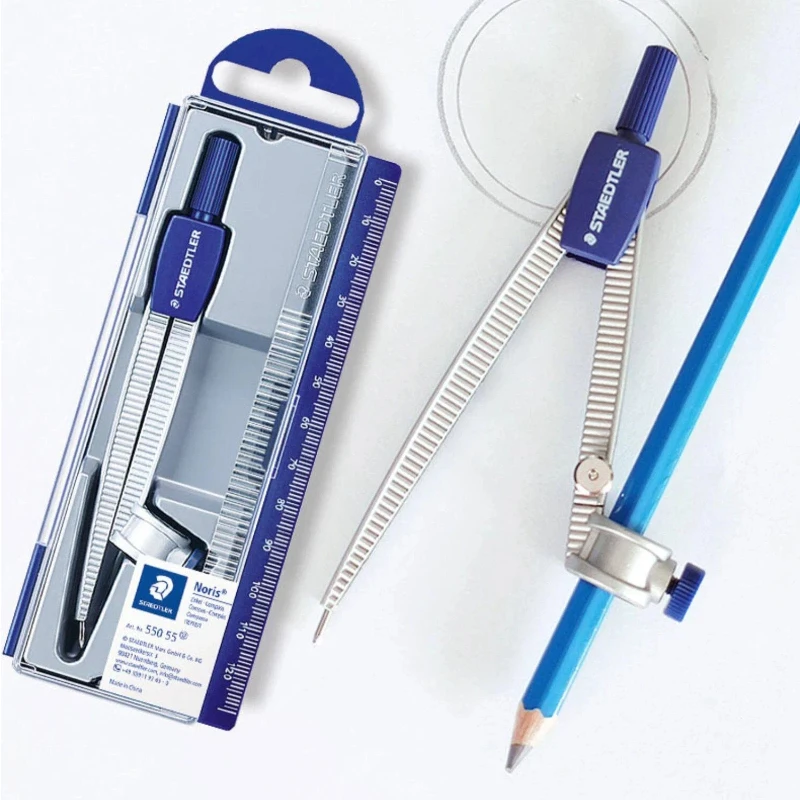 Germany Staedtler Professional Drawing Compass Students with Obtuse Safe Needle Scale Ruler for Circle Drawing Drafting Compass