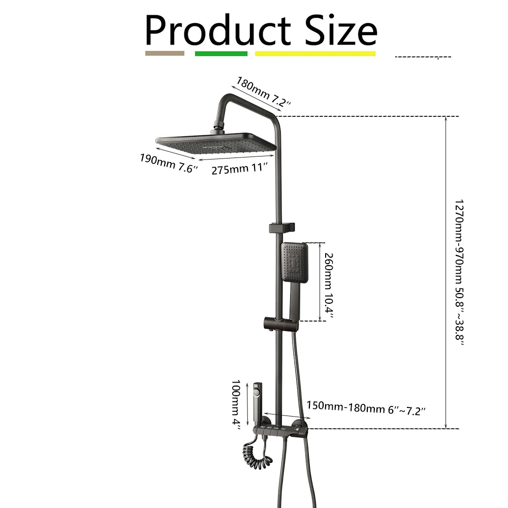 ZAPPO Grey Shower System Bathroom Shower Set 4 Function Shower Fixture with Rainfall Shower Head Handheld Spray Tub Faucet