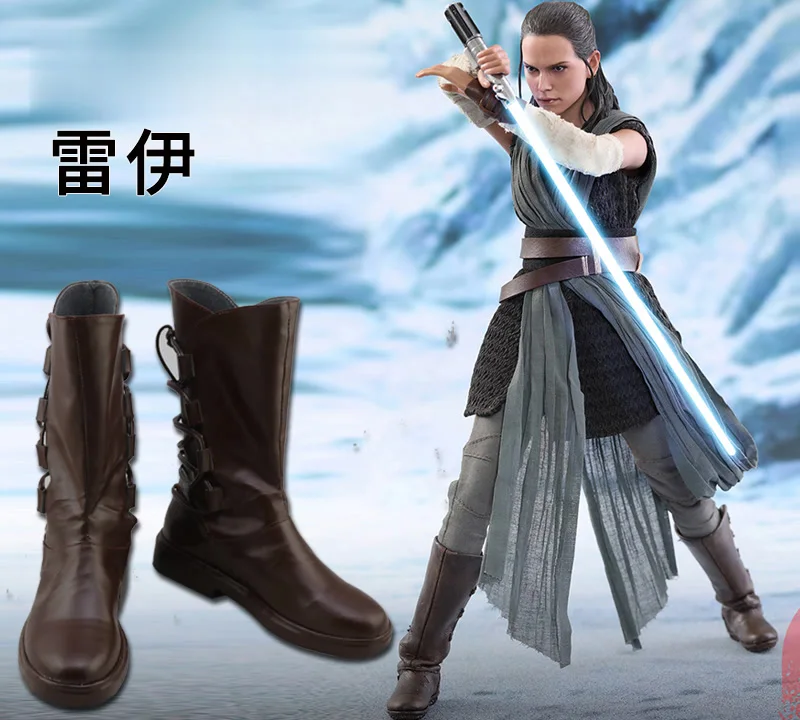 Chaussures de Cosplay Jedi Knight Rey Skywalker, bottes professionnelles faites à la main pour femmes, bottes de guerrier sur mesure