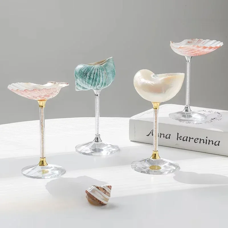 Handmade Luxury Natural Shell Goblet Unique Champagne Glass Creative Red Wine Cup Personalized Display Gift for Home Decor