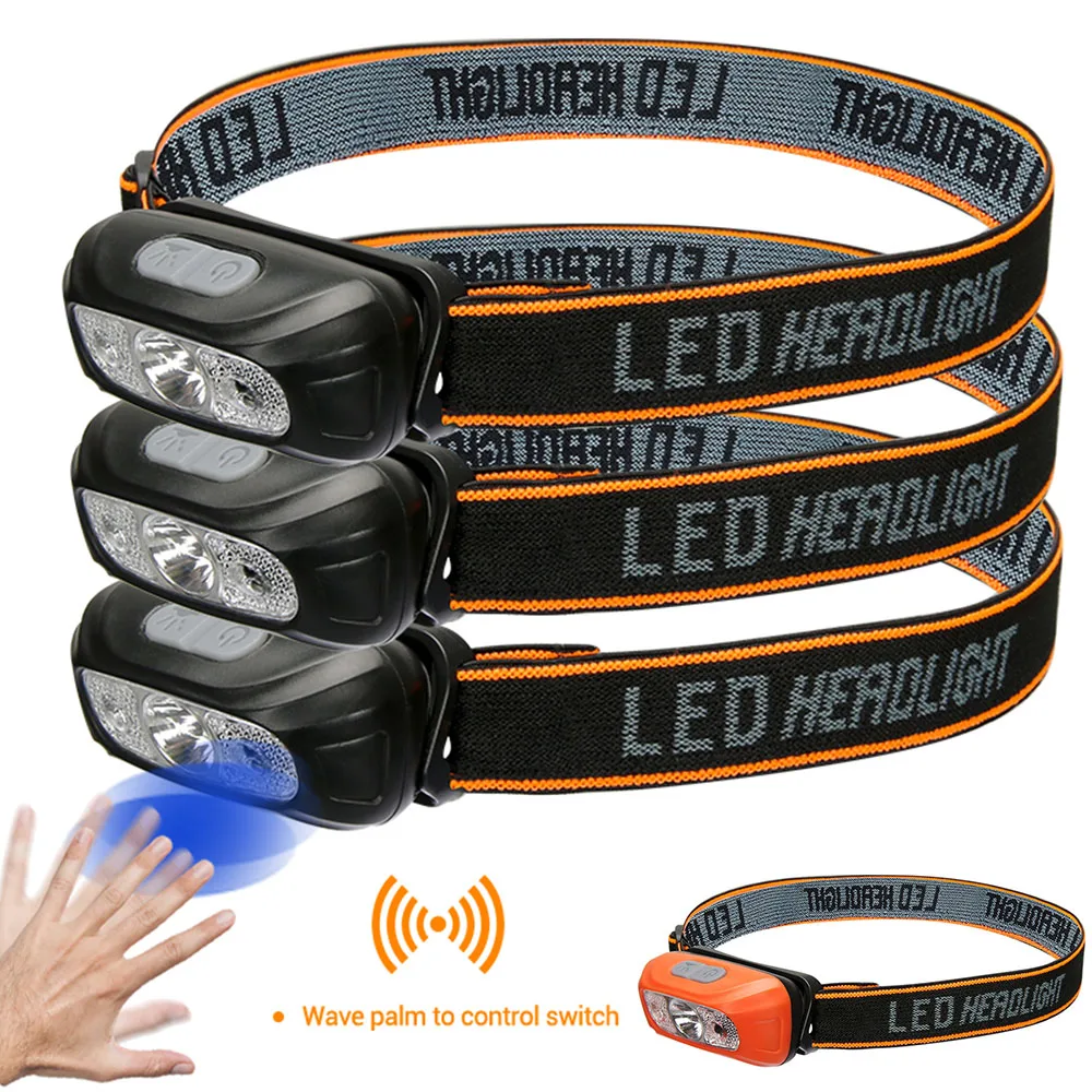 Mini LED Sensor Headlamp Body Motion Headlight Built-in Battery USB Rechargeable Outdoor Waterproof Camping Torch Lights