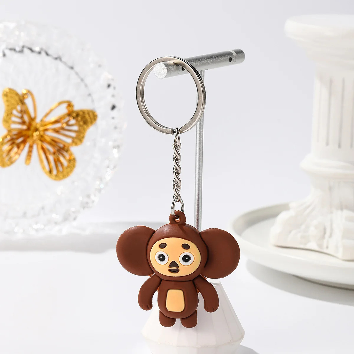 Cute Anime Figure Cheburashkas Monkey Keychain Cartoon Animal Doll Car Key Ring Backpack Pendant Decora Kid Education Xmas Gifts