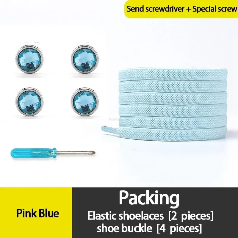Runde Strass-Schnalle Elastische Schnürsenkel für Sneaker Bunte Diamant-Verschluss Flache Schnürsenkel Ohne Binden für Kinder und Erwachsene – Detail 16