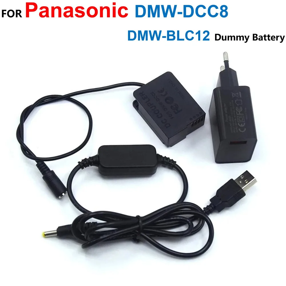 

DMW-DCC8 BLC12 Dummy Battery+Power Adapter USB Cable+Charger For Panasonic DMC-GX8 FZ2000 FZ300 FZ200 G7 G6 G80 G81 G85 GH2 GH2K