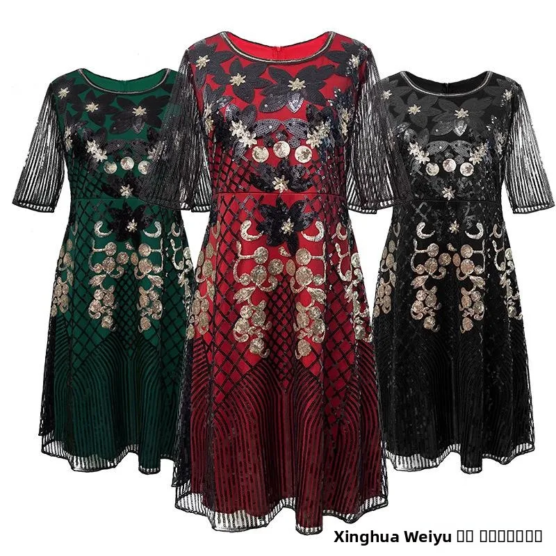Retro 920s Sequin Dr Women's Performance Gown Ele High-End Evening Dr iny Beads Stage Costume Fem