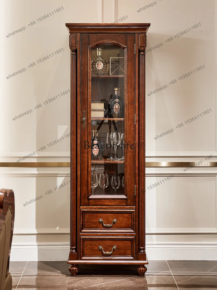Factory Direct  American glass door wine rack European single door pure solid wood living room furniture North American wood