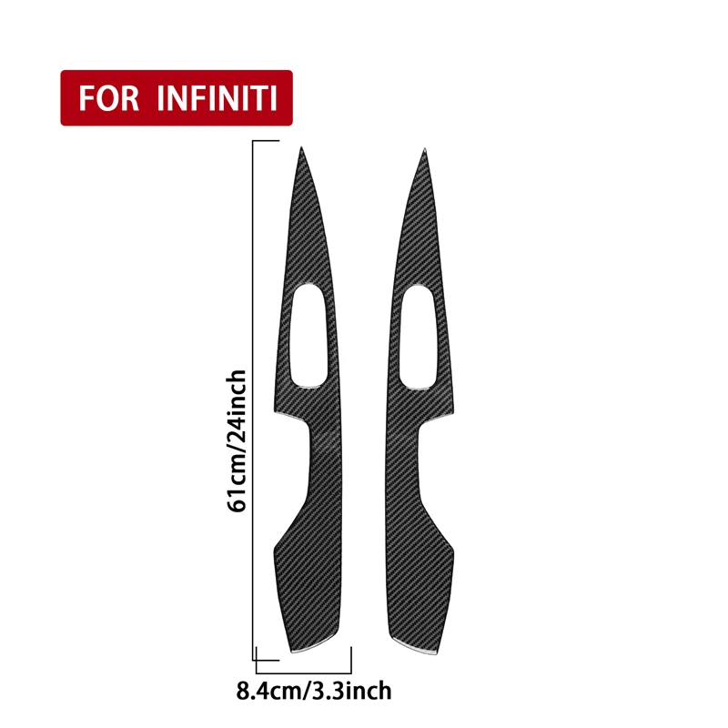 Carbon Fiber Car Accessories Rear Door Armrest Decorative Modified Interior Trim Cover Soft Sticker For Infiniti Q50 2014-2020
