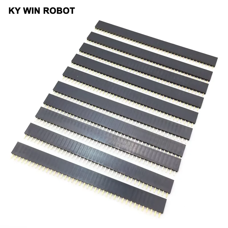 10pcs 2.54 1X40 Pin Breakaway Straight Female Header 40 Pins Single Row 2.54 mm Pitch Straight Needle Female Pin Header