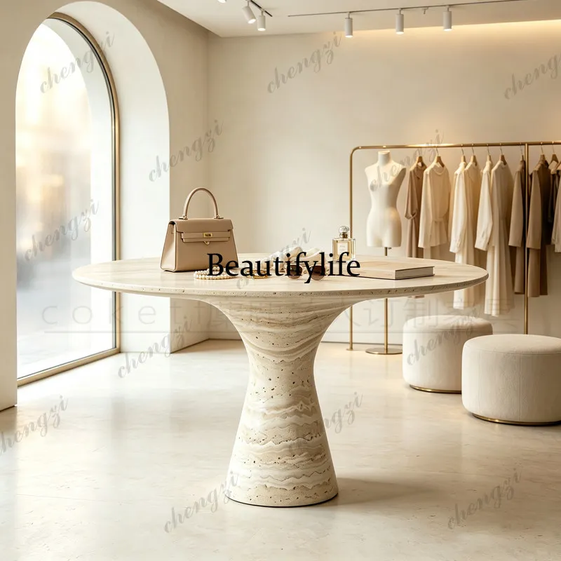 Cream Wind High Sense Nakajima Tai Round Clothing Store Display Marble Display Stand