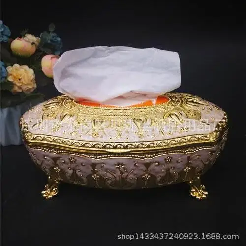 

European-style zinc alloy paper towel box gold-plated silver-plated high-grade paper towel box wine hotel KTV paper towel box