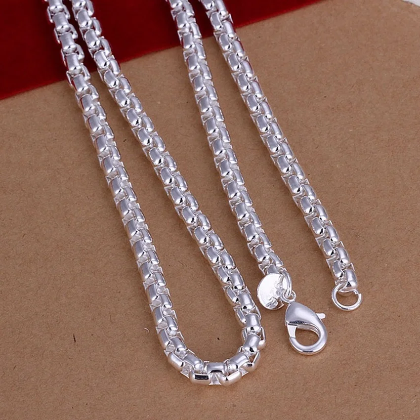 925 Sterling Silver exquisite luxury fashion Women men round box chain wedding noble charm Necklace 20/24 inches  jewelry