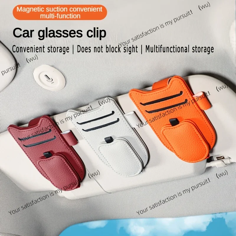 Car visor storage box, special storage rack for glasses, cards, pens. Durable zipper, space saving, stylish design