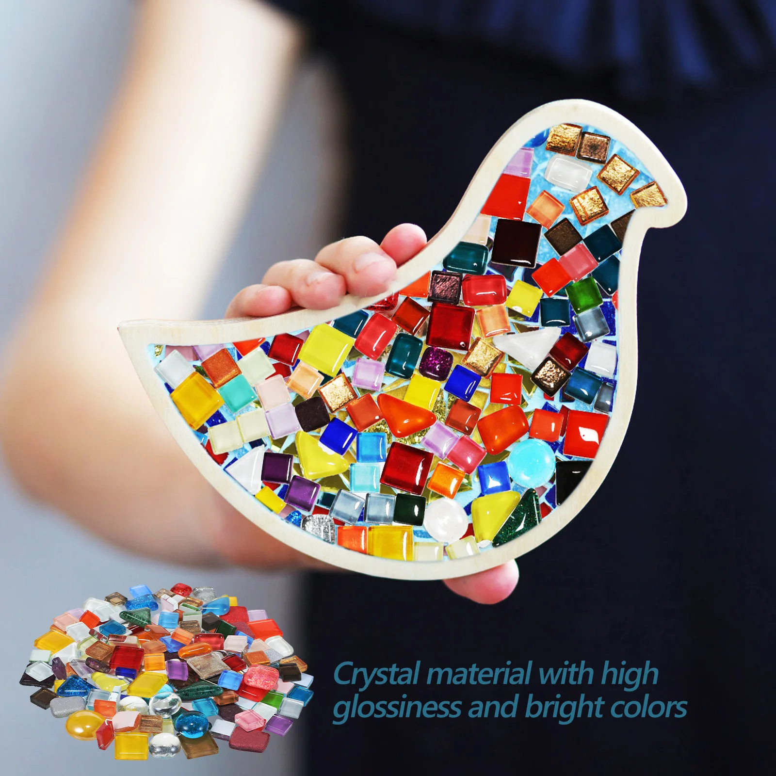 

1 Bag Crystal Mosaic Stones Mixed Color Assorted Size Shiny Glass Tiles For Diy Crafts Decor Smooth Edge Hard Material Craft