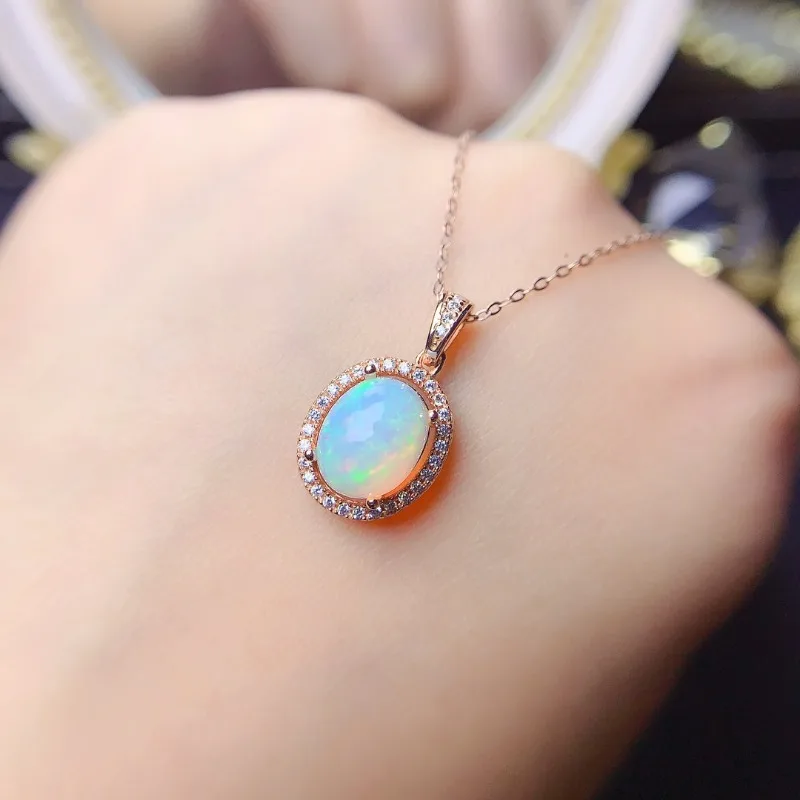 YULEM 8mm*10mm Natural Opal Fashion Charm/pendant for Women Real 925 Sterling Silver Charm Fine Wedding Jewelry