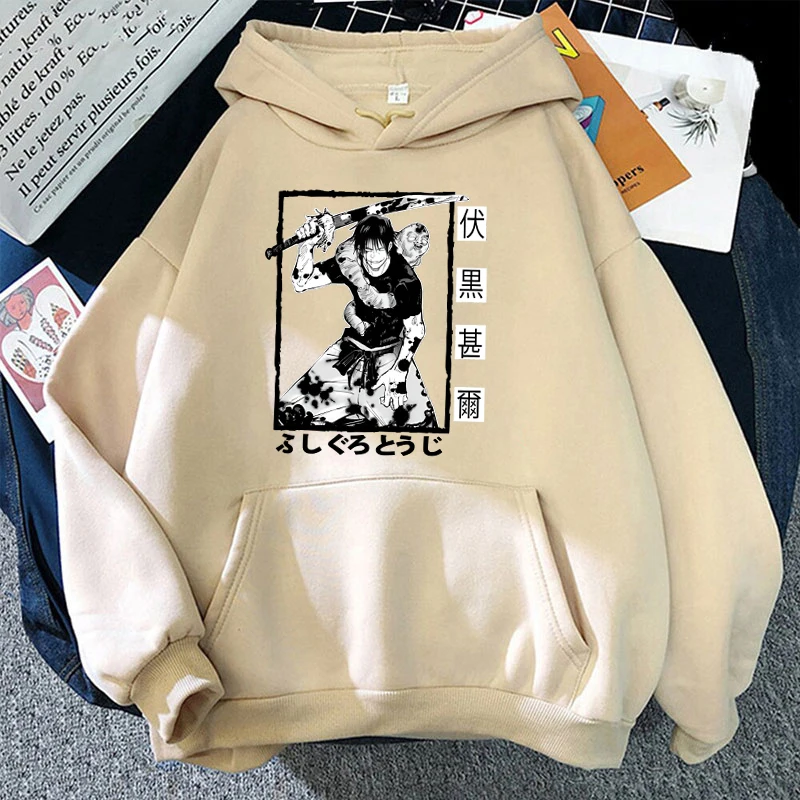 New Anime Fushiguro Toji Print Hooded Fashion Women Girl Sweatshirt Long Sleeve Casual Tops Harajuku Animation Casual Sports