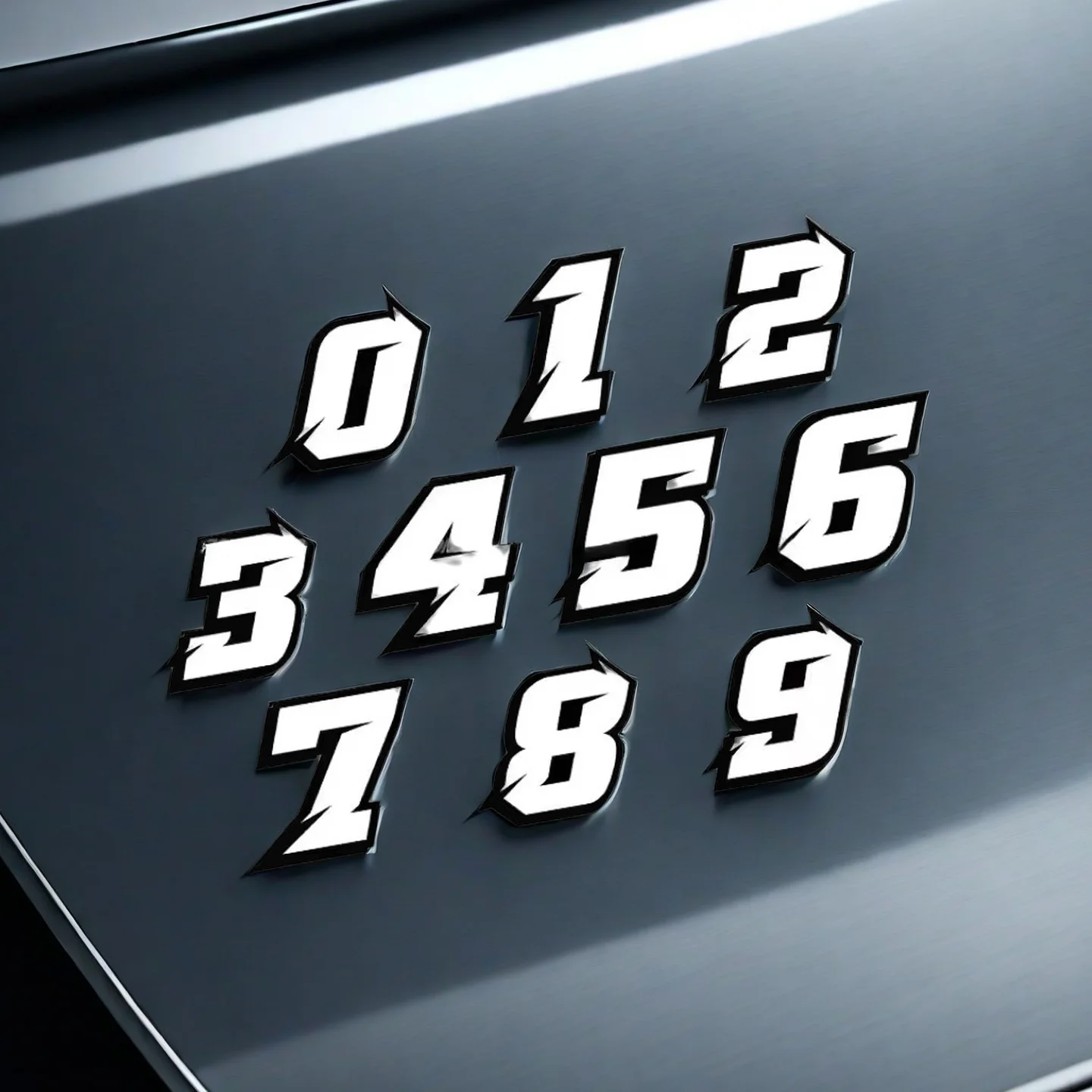 1PC Motorcycle Racing Arabic Numbers Stickers DIY Refit Reflective Rainbow Sticker Number Helmet Car Styling 3D Decals
