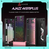 Ajazz Ak870plus Three Mode Wireless Bluetooth Mechanical Keyboard 87 Keys Hot Swappable Color Screen E-Sports Office Keyboards