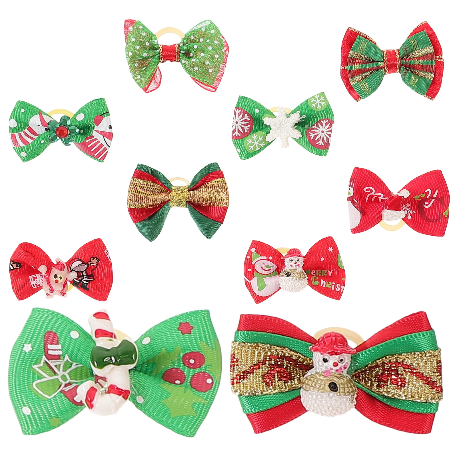 

10 Pcs Pet Dog Hair Accessories Christmas for Dogs Accessory Bow Bowtie Bows Bands