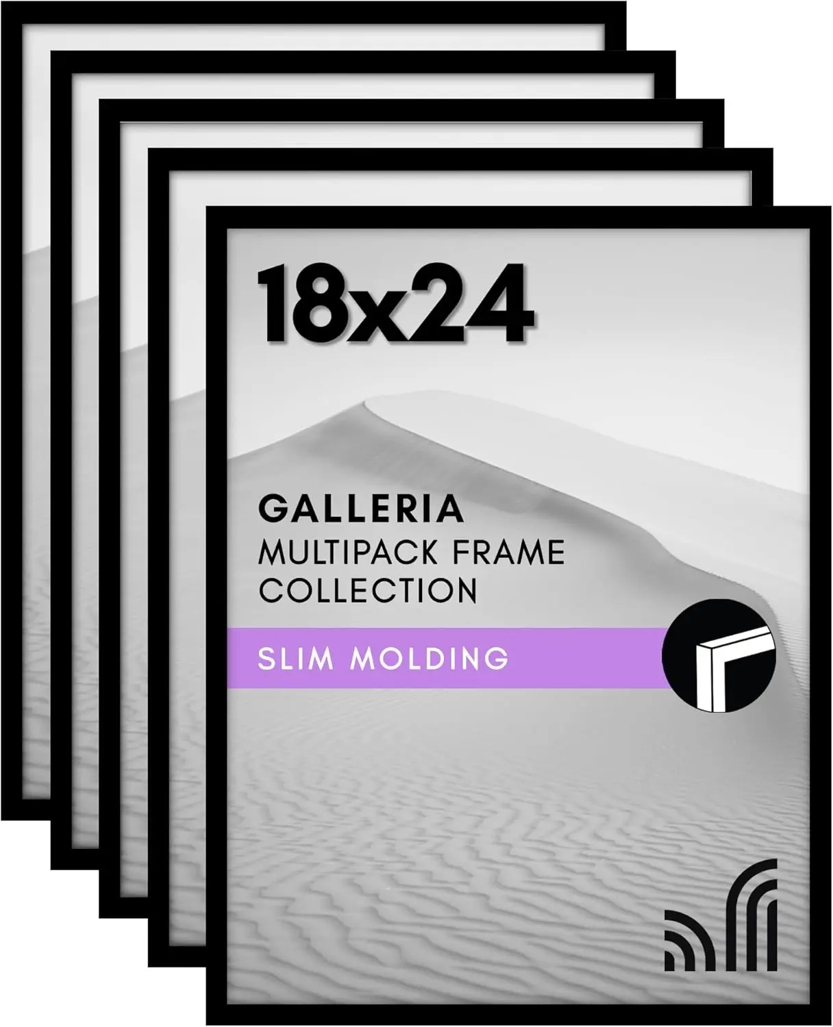 

Set of 5 Black Poster Frames with Polished Plexiglass, 18x24 Wall Display Picture Frames - Galleria Collection