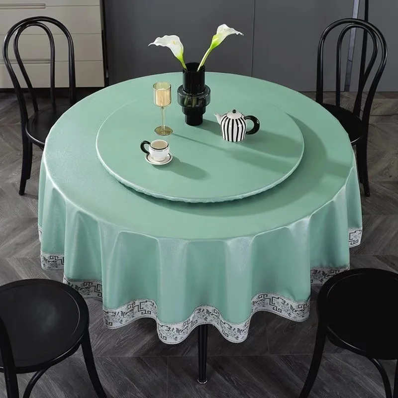 2024 new Chinese style round tablecloth oil-proof, wash-free and scalding-proof cloth for home use