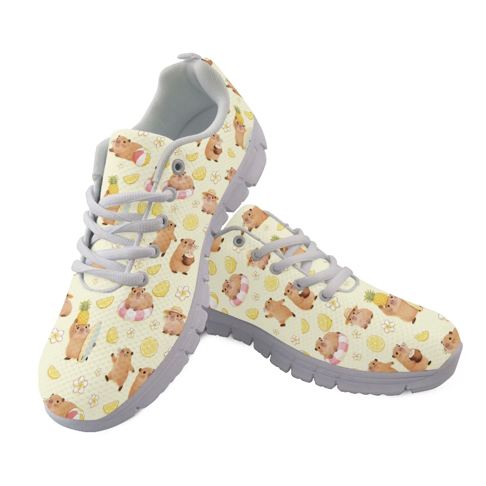 Coloranimal Capybara Lightweight Training Athletic Shoes for Women Mesh & EVA Sole Mens Lace Up Athletic Trainers for Hunting