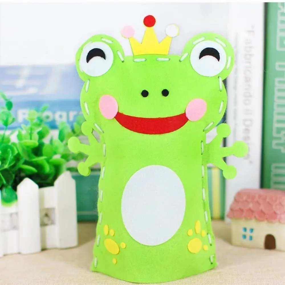 Lovely Cartoon Animal Hand Puppets Non-woven Plastic Teaching Tools Handmade Nylon DIY Craft Puppets Educational Use